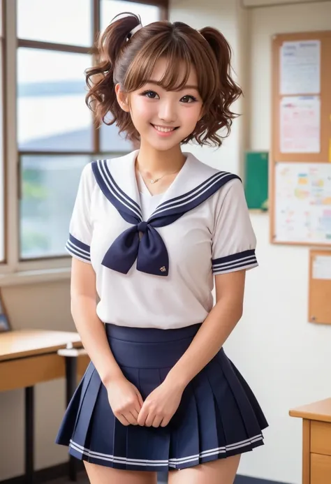 (very cute 16 year old young woman from japan),  ((brown delicate hair)), ((short-cut hair in a ponytail)), (((clean hands)))，(c...