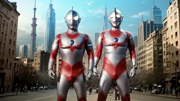 (masterpiece, best quality:1.3),extremely high detailed,intricate,8k,hdr,wallpaper,cowboy shot,(city),ruins,solo,ultraman,no hum...