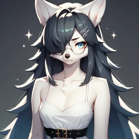 score_9,score_8_up,score_7_up, sierra, kemono style, a young nerdy anthro furry wolf woman, white furry body,  long elegant and ...