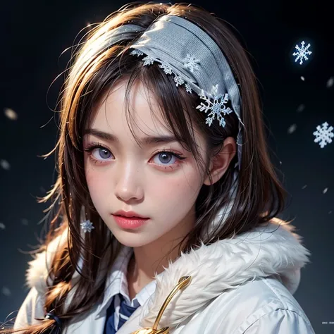 ExtremelyDetailed KAWAII SchoolGirls standingFullBody in glowing snow dust, Stunning detailed eyes with (Sparkling Highlights:1.28), beautiful detailed lips, extremely detailed eyes and face, double eyelids with Detailed Long Eyelash, rosy cheeks, Radiant ...