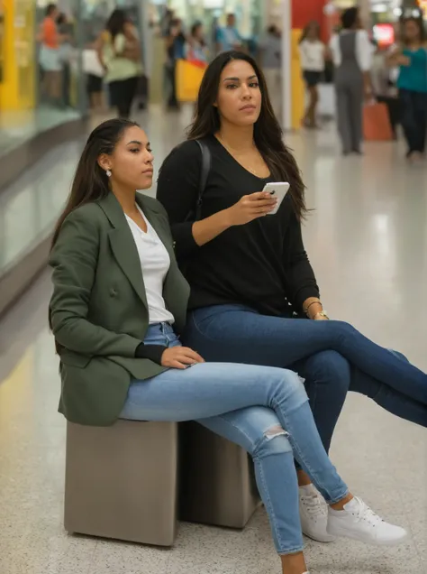 there is a woman and a  sitting together in a mall, 30-year-old woman from cuba, alanis guillen, pose 1 of 1 6, profile pic, profile photo, she is about 1 6 years old, lorena avarez, looks like fabiula nascimento, 3 0 years old woman, 30 years old woman, p...