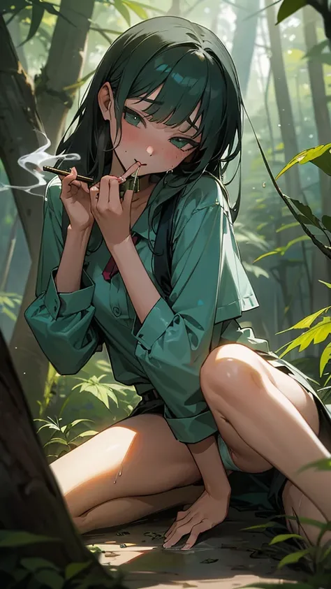  15 year old girls, in the forest , Smoking cannabis, wet their panties with desire , Sex 