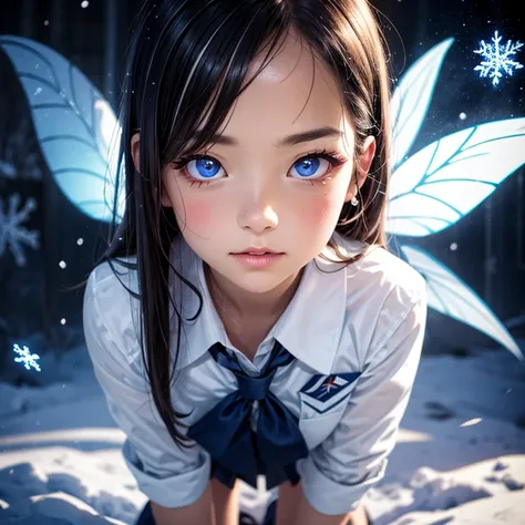 ExtremelyDetailed KAWAII SchoolGirls standing in (Sparkling snow dust), Stunning detailed eyes with (Sparkling Highlights:1.28), beautiful detailed lips, extremely detailed eyes and face, double eyelids with Detailed Long Eyelash, rosy cheeks, Radiant Pear...