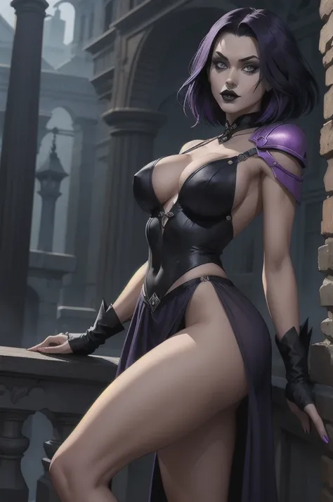 1 sexy girl, Raven Character, Ravena DC, Gothic, outfit sexy, Ravena outfit, shoulder hair, shorth hair