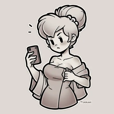 (score_9, score_8_up), tinker bell, wrapped in towel, medium breasts, holding phone