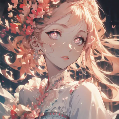 ((masterpiece, best quality)), Delicate face, Full Body Love, Perfect proportion，Rich in details, Beautiful girl，Suit，Lace，Pale pink pupils，Epic and beautiful character art，Natural light