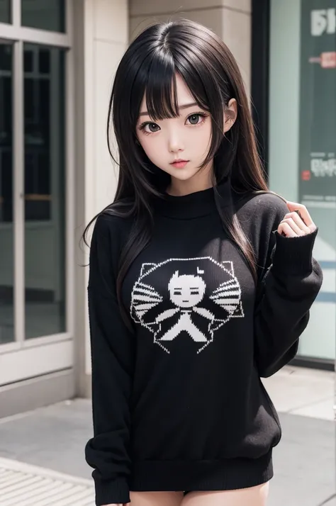 anime girl black sweater