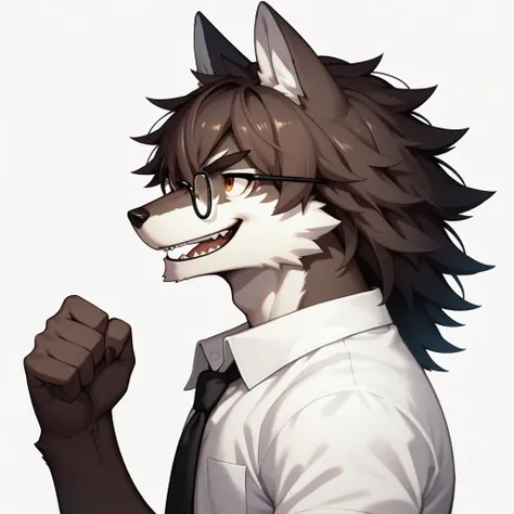 score_9,score_8_up,score_7_up, kemono style, an anthro furry male wolf, tall and slender, short brown shaggy hair, brown eyes, b...