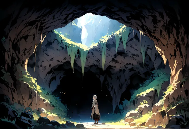 cave, dark cave, masterpiece, digital art