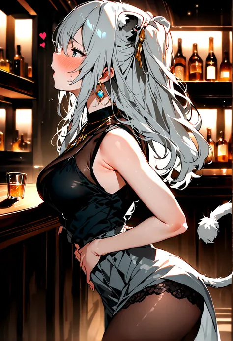 NSFW,masterpiece,Highest quality,High resolution,Super detailed,Shishirabotan(Hololive),Long Hair、Two Side Up、Earrings、Lion&#39;s Tail,necklace、Black Shirt、Sleeveless shirt、abdomen、See-through、Grey Skirt、片足pantyhose、pantyhose、Off the shoulder,Black sexy pa...