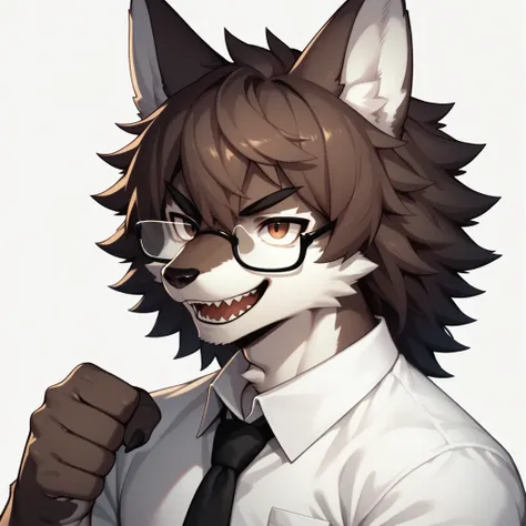 score_9,score_8_up,score_7_up, kemono style, an anthro furry male wolf, tall and slender, short brown shaggy hair, brown eyes, b...