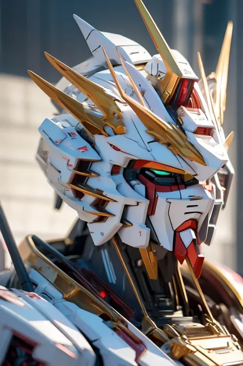 best quality, 8k, very delicate and beautiful, highly detailed face and skin texture, high resolution, gundam stand in city, sharp focus