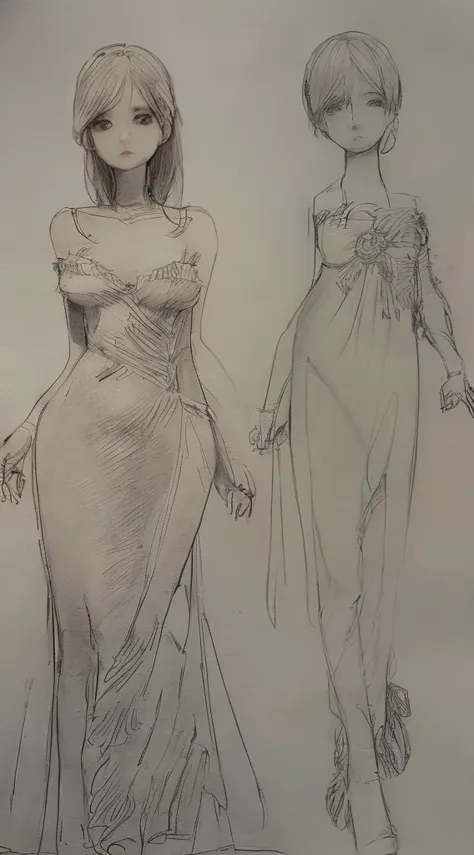 croquis, fashion desing clothing, dress, mannequin