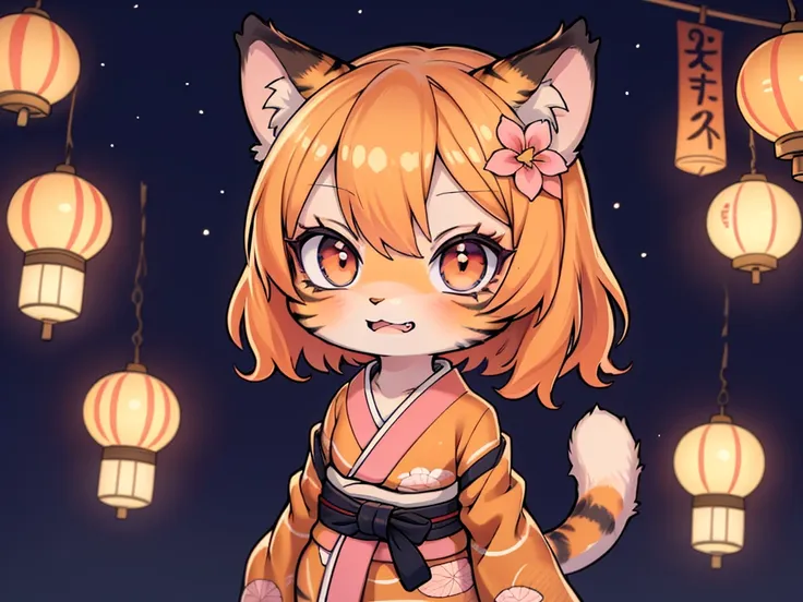 (masterpiece, high quality, best quality, 8k, high resolution), ((chibii style, chibi cute)), (solo, 1 kid girl), {tiger girl, t...