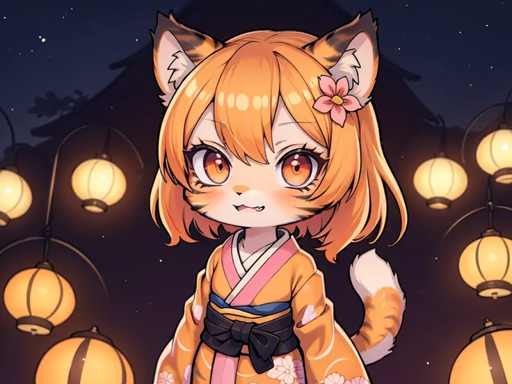 (masterpiece, high quality, best quality, 8k, high resolution), ((chibii style, chibi cute)), (solo, 1 kid girl), {tiger girl, t...