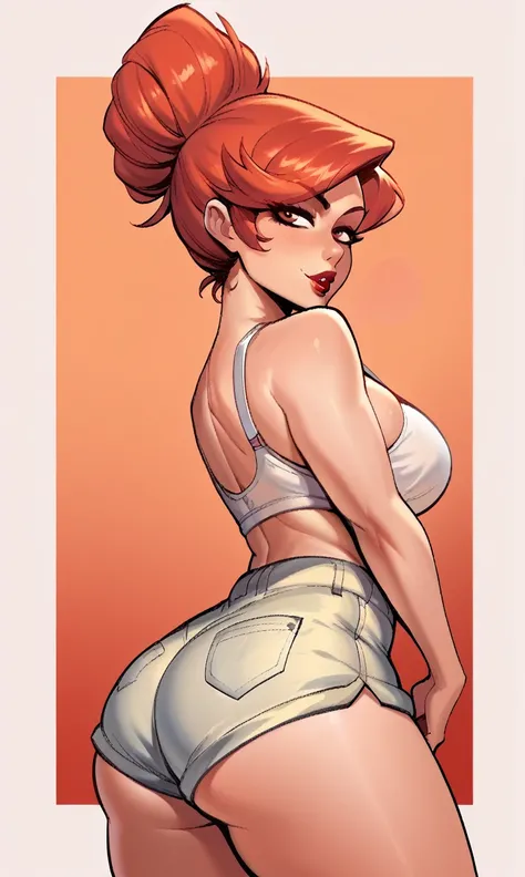 check_9, check_8_up, check_7_up, 1 girl, Simplified background, Asiatic, mafia casual wear, , sunny, beautiful, Hair up to shoulder blades, flirty face, Red lips, sharp eyes, big breasts, big ass, Beautiful eyelashes, cute face, high detail, Hands, seducti...