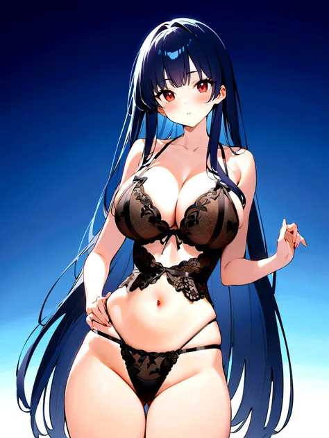 My name is Yukiko.I am a white test woman with long Sky blue hair,red eye color.I am 1.62 cm tall . My breasts measure 200 cm, my waist 40 cm and my hips 200 cm. Dressed in a set of lingerie underwear  . With big breasts 200 cm