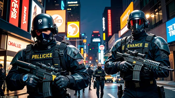 2man,heavily armed police,MaxTac, or Maximum Force Tactical Division, in "Cyberpunk 2077" are elite law enforcement units tasked with maintaining order in Night City. They are known for their advanced cybernetic enhancements, heavily armored exoskeletons, ...