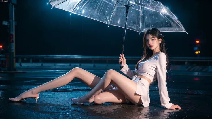 mix4,(8k, raw photo, best quality, masterpiece:1.2), (realistic, photo-realistic:1.37),1girl,cute,cityscape, night, rain, wet,pr...