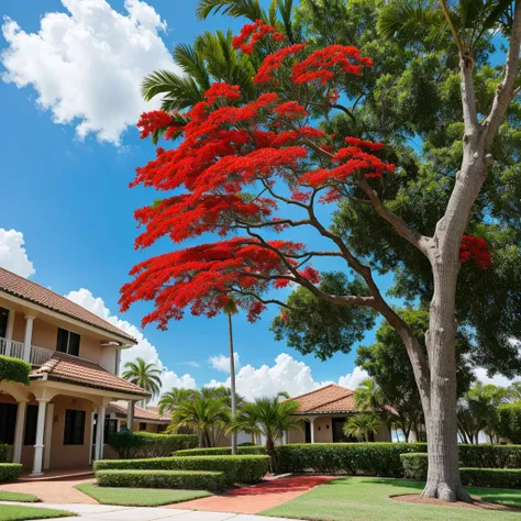 Beautiful red Royal poinciana tree