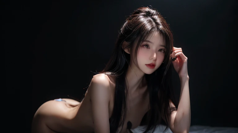 leogirl, seductive leaning forward detailed skin, ultra realistic 8k cg, picture-perfect face, flawless, clean, masterpiece, professional artwork, famous artwork, cinematic lighting, cinematic bloom,((black hair:1)),(beautiful korean girl),perfect face, (y...