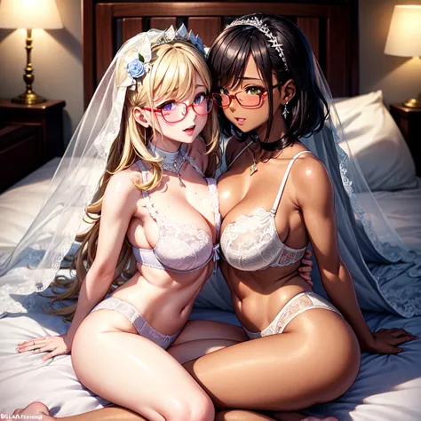  dark skins, orgams, sex, lingeries, wedding, wedding-lingeries, blushed, glasses, lesbians. brides, bed-time, sexy-night, intimated.