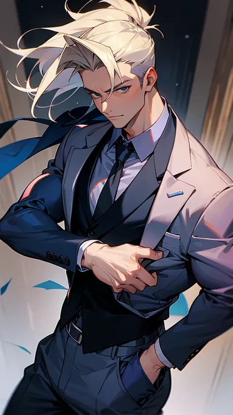 Gay muscular man wearing a suit?