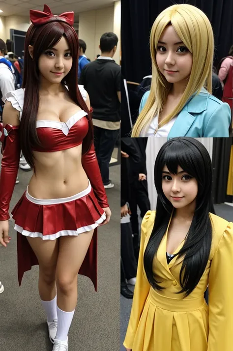 Several photos of the same girl in different types of cosplay