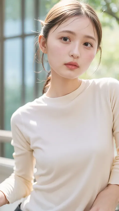 20 year old cute Japan woman, ((Extremely precise and accurate anatomy:1.0)), (Highest quality realistic skin textures:1.6), clean and glowing skin, Thin Skin, mesh, (Enhances the beauty of skin texture:1.2), ((((The texture of each individual hair, long a...