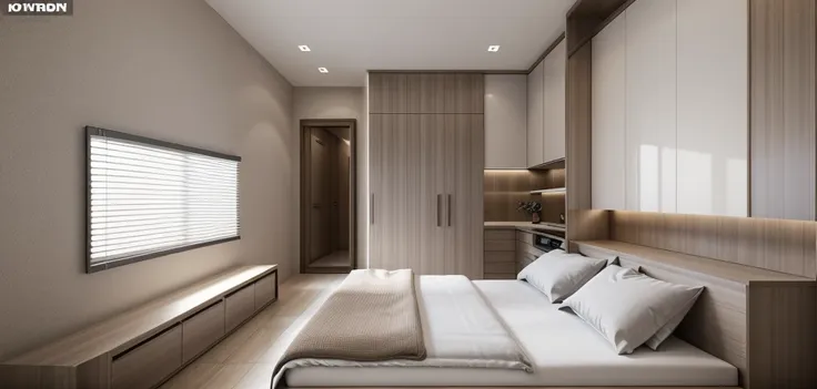 Bedroom design, Modern interior, flat walls, Glossy wood flooring, Daylight, Cinematic lighting, Dynamic lighting, Real photos taken with a professional camera, rendered by Unreal Engineer 5, high quality, 8K resolution, full HD, extremely detailed, arch d...