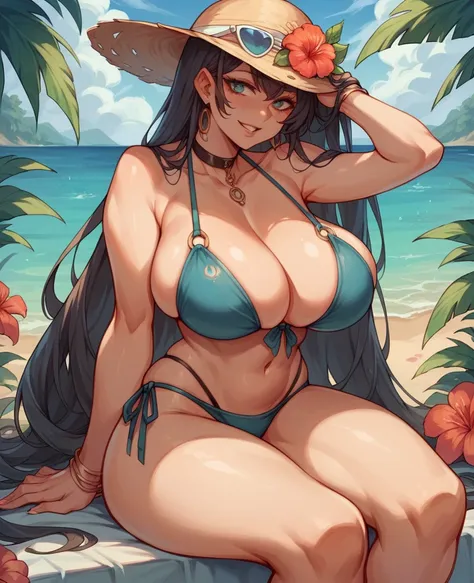 Sexy anime girls in bikinis with huge breasts 