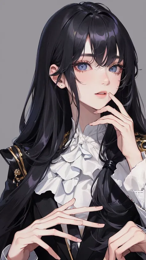 (Top resolution、Distinct_image)top-quality、femele、​masterpiece、highly detailed、Semi-realistic、odd  eyes、18year old、young、cool clothing、Exquisite facial features、Facial features、unique hairstyle, variations, potrait, nightclubs,   Black hair , long straight...