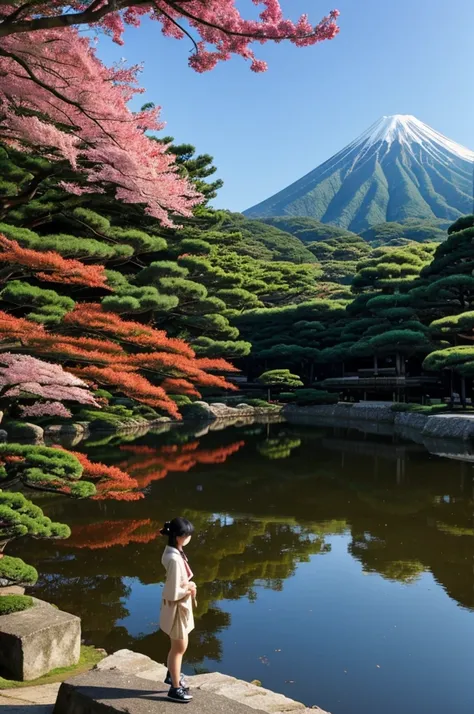 2D Japanese women with beautiful scenery