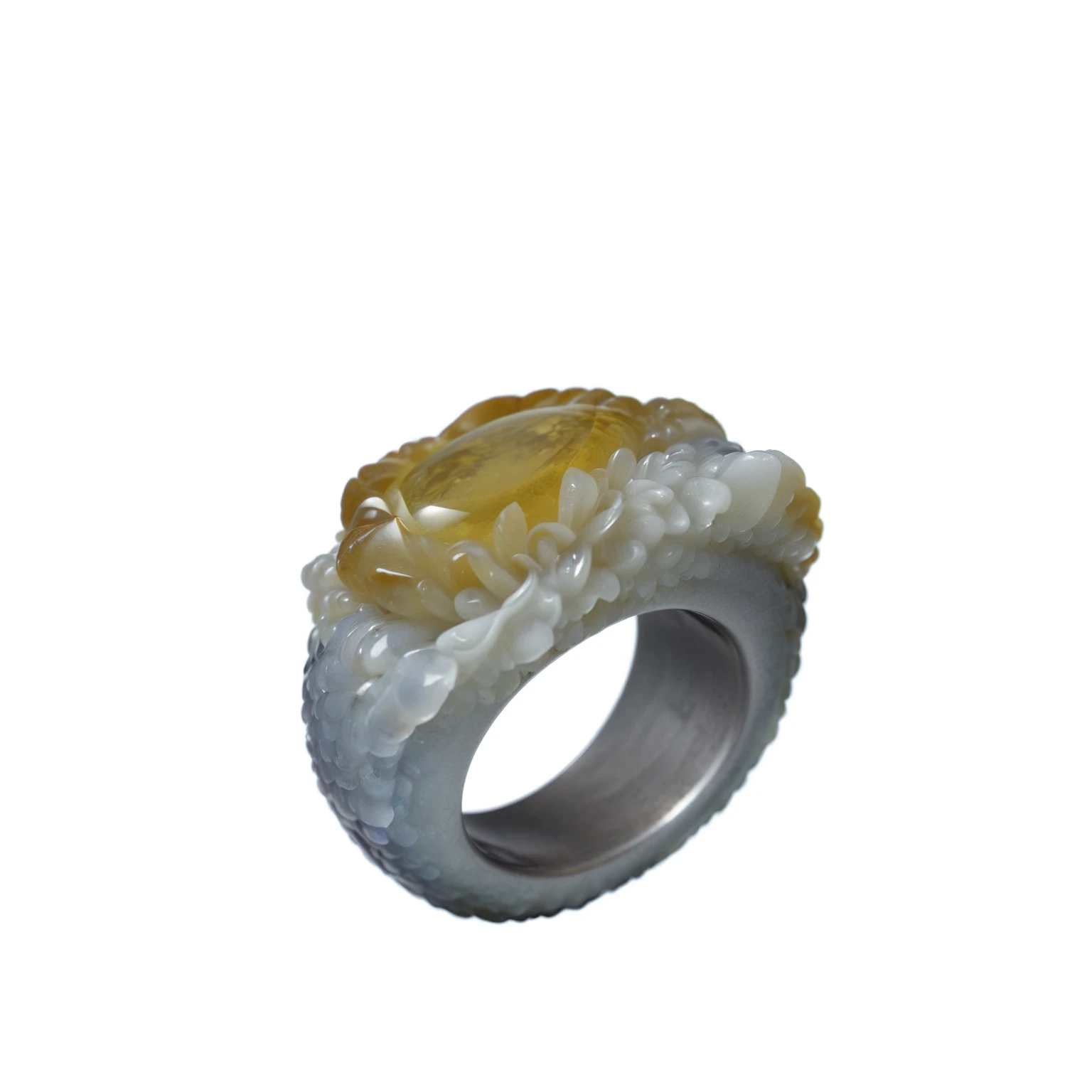 a close up of a ring with a yellow and white stone, ring, East, Sculpture from sapphire stone, exit sculpture, exit, su fu, 20th Century, Sculpture, 20th Century, 16th century, 16th century, nanquan, 360*, ruanjia, 1 8 0 0, Son of Heaven, sha xi