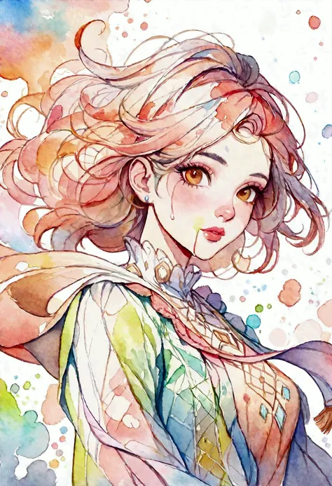 wtrcolor style, (Rose) The art of math, Official Art, Blown by the wind, masterpiece, beautiful, ((watercolor)), Paint splatter, Intricate details. Very detailed, [Dripping:0.7], Popular on ArtStation, Rachel Walker