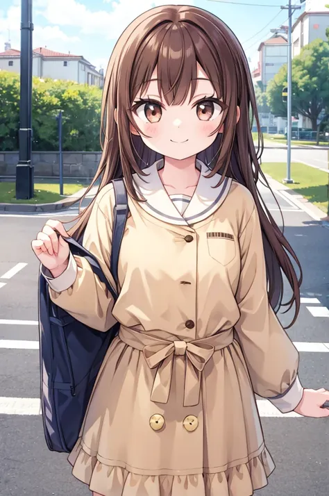 shinonome ena、view here、brown hair、smile