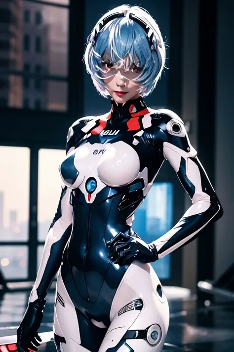 evangelion,rei ayanami,silver blue hair,red eyes,red eyes,plug suit,bodysuits,interface headset,白いbodysuits,ultra hd,super high ...