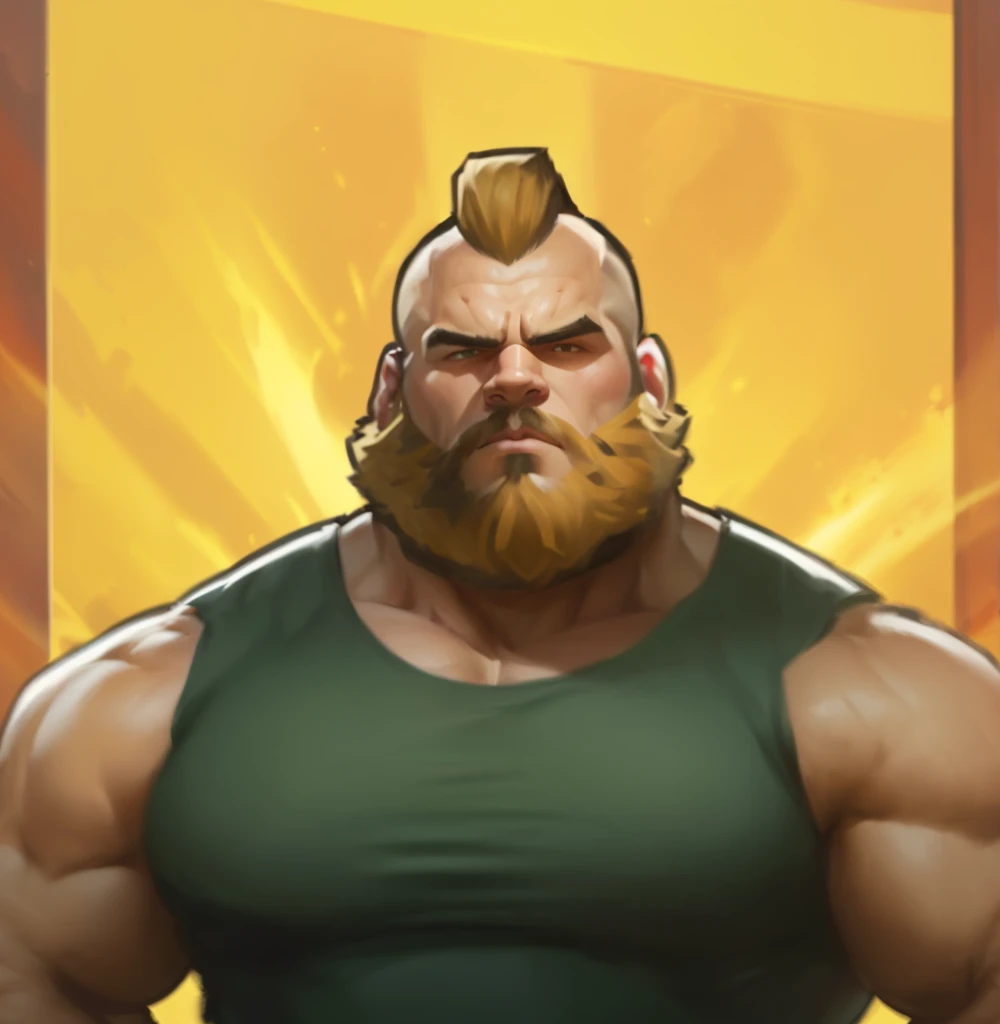 a close up of a cartoon character with a beard and a beard, buff man, very buff, buff painting, heavy looking, beefy, super buff and cool, thicc build, chunky build, juggernaut, robust stocky body, epic game portrait, godsent, doomfist, epic portrait, bers...