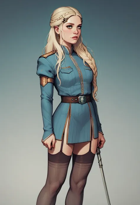 score_9, score_8_up, score_7_up, score_6_up, score_5_up, score_4_up, daenerys targaryen wearing  uniform and stockings