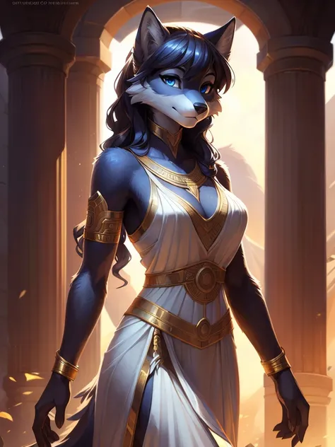 athena but as a furry wolf girl, uploaded to e621, от Pixelsketcher, by Bayard Wu, Thomas Benjamin Kennington , from Einshelm, solo antro, (( portrait)), BREAK, (detailed lighting of Bonifasco), natural goddess, (detailed fur), (Detailed skin), BREAK, athe...