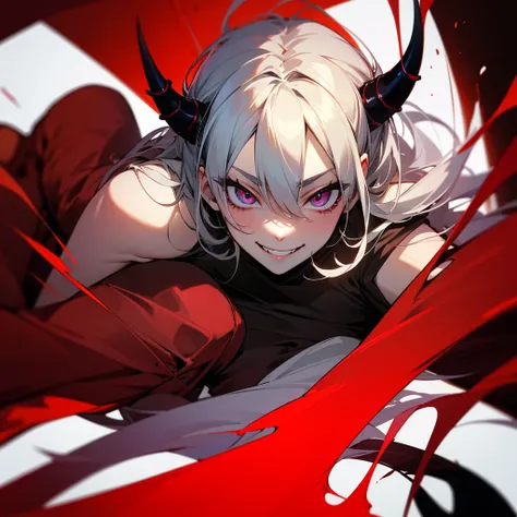 High resolution、Sexy Devil！Appearing from the Demon World！The eyes are sharp、A demon that devours people&#39;s souls。
He has a suspicious smile。