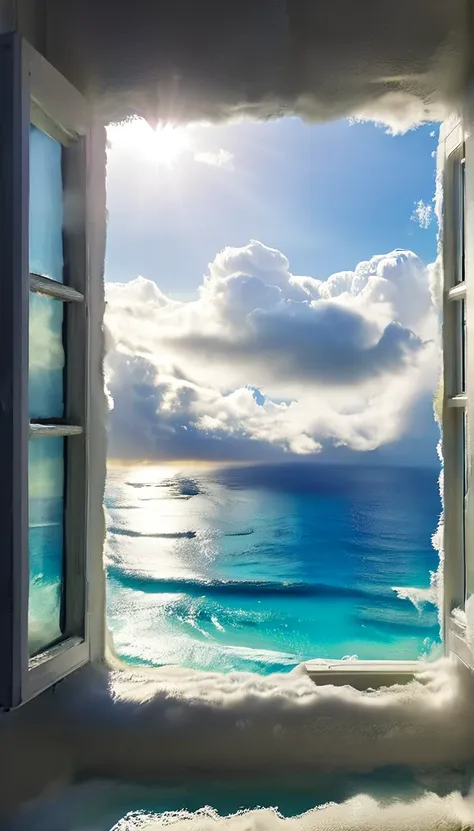 window of extra cloudy outside view of paradise