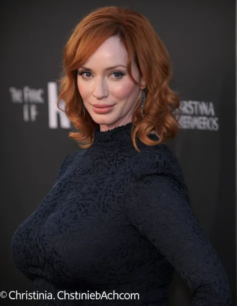 ultra realistic  photograph  of christina hendricks  , sexy woman, 40yo woman, huge breast , (  hollywood actress , female , wom...