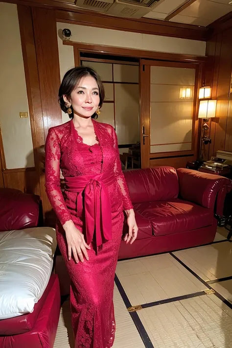 red kebaya, japanese milf