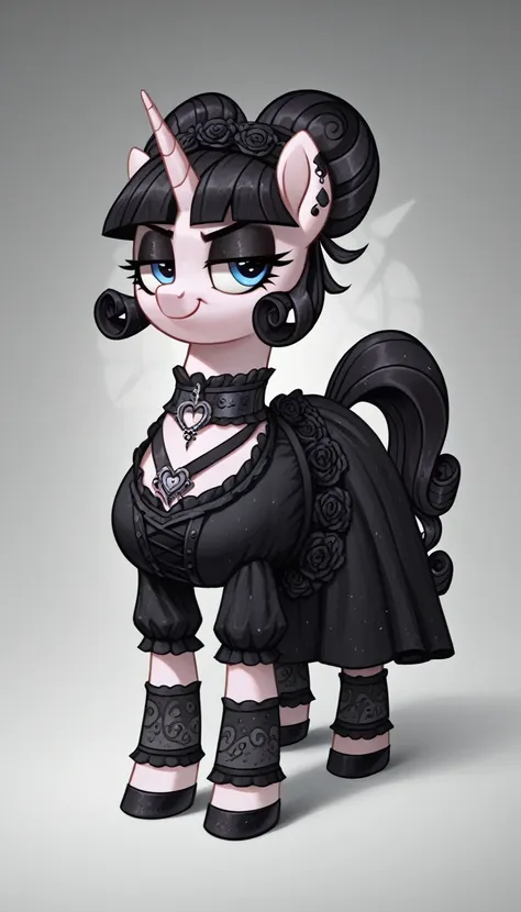 score_9,score_8_up,score_7_up,score_6_up, filly, unicorn, gothic pony, lolita goth fashion, glowing backlight, fashion show, cat...