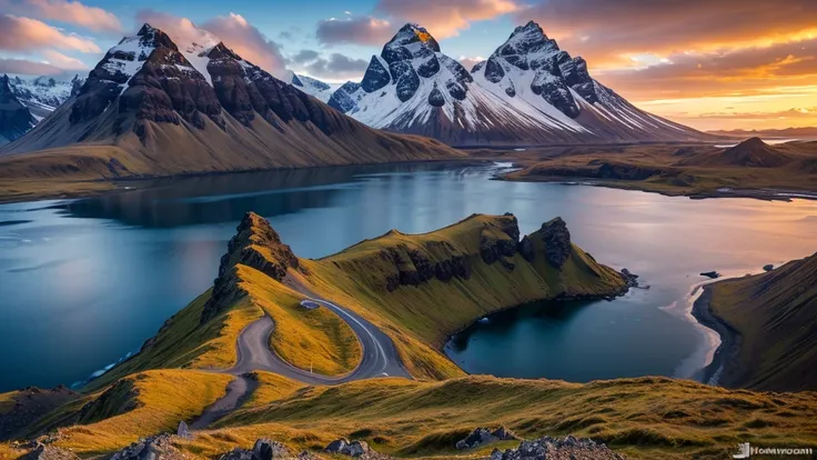 Vestrahorn mountaine on Stokksnes cape in Iceland during sunset. Amazing Iceland nature seascape. popular tourist attraction. 