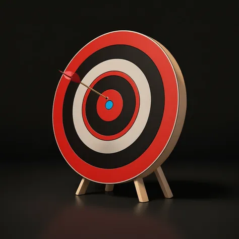 realistic target, black background, cartoon style