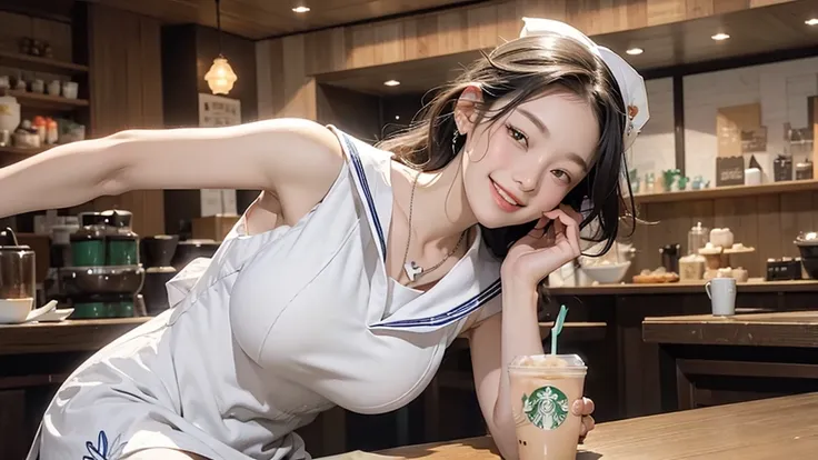 
(((((Emphasize cleavage)))))
(((((((((Sleeveless white sailor suit)))))))))
((((((((Heavy makeup))))))))
(((I can see my belly button)))
(((((((お洒落でcuteInside the Starbucks store)))))))
8K、RAW Photos、Highest quality、Super detailed、Super Resolution、Ultra H...