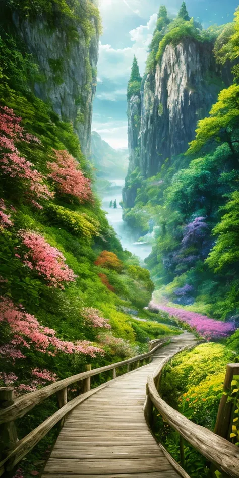 masterpiece, 最high quality, high quality, Very detailed Cg Unity 8K wallpaper, landscape, outside,Fleur, cloud, Tag, no one〜do not have, Mont, landscape, water, wood, Yuki, cascade, Cliff, nature, lake, river, slice,Award-winning photo, Bokeh, Depth of wri...