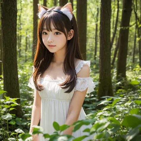 Cat ear　beautiful girl　Different world　forest　